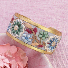 Load image into Gallery viewer, Pastel Flowers Embroidered Cuff Bracelet

