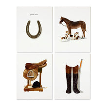 Load image into Gallery viewer, four cards with equestrian themed images

