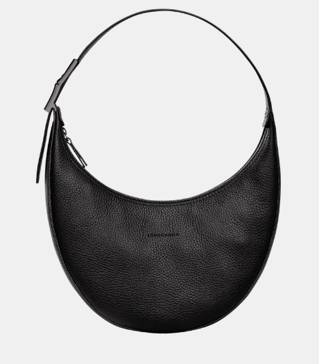 Longchamp Roseau Essential Medium Hobo Bag in Black leather