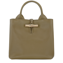 Load image into Gallery viewer, Longchamp Le Roseau Sleek Top Handle Handbag Small Olive
