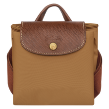 Load image into Gallery viewer, folded Longchamp Le Pliage Original Backpack in fawn with brown leather trimming
