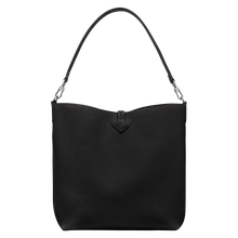 Load image into Gallery viewer, Longchamp Le Roseau Medium Leather Hobo Shoulder Bag - Black back view
