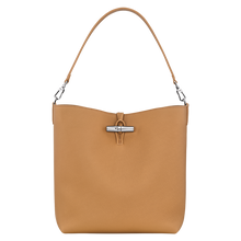 Load image into Gallery viewer, Longchamp Le Roseau Leather Hobo Shoulder Bag in Walnut with silver accents

