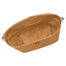 Load image into Gallery viewer, interior of the Longchamp Le Roseau Leather Hobo Shoulder Bag in Walnut
