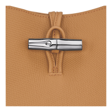 Load image into Gallery viewer, Close up of the Longchamp Le Roseau Leather Hobo Shoulder Bag silver accents
