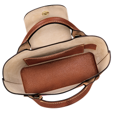 Load image into Gallery viewer, Longchamp Épure XS Leather Crossbody Tote Bag - Brown inside of the back with tan leather and brown accents
