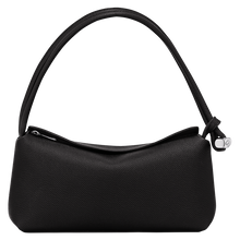 Load image into Gallery viewer, Longchamp Le Roseau Medium Leather Shoulder Bag in Black leather with silver hardware
