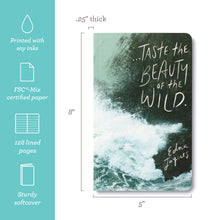 Load image into Gallery viewer, Graphic with journal information, printed with soy inks, FSC mix certified paper 128 lined pages sturdy softcover 

