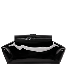 Load image into Gallery viewer, Longchamp Le Roseau Glossy S Leather Clutch Pouch in glossy Black with black hardware
