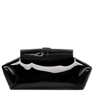 Longchamp Le Roseau Glossy S Leather Clutch Pouch in glossy Black with black hardware
