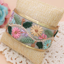 Load image into Gallery viewer, Embroidered box with floral patterns on a textured surface
