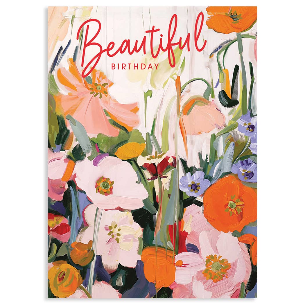 Multi-florals Abstract Lola Birthday Card