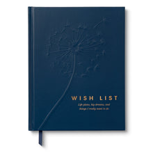 Load image into Gallery viewer, Wish List Life Plans, Big Dreams, and Things I Really Want to Do Book blue cover with design
