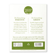 Load image into Gallery viewer, back of a Positively Green greeting card
