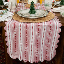 Load image into Gallery viewer, Juliska Villa Stripe 18" x 90" Table Runner on a table with a place setting 
