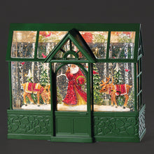Load image into Gallery viewer, LED Lighted Swirl Greenhouse with Santa, Reindeer and Cardinals

