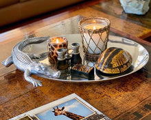 Load image into Gallery viewer, Arthur Court Alligator Oval Platter holding decorative objects
