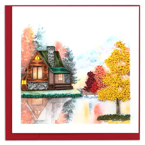 Quilled Cozy Autumn Cabin Quilling Card