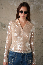 Load image into Gallery viewer, Sequin Mesh Long Sleeve Top in Ivory

