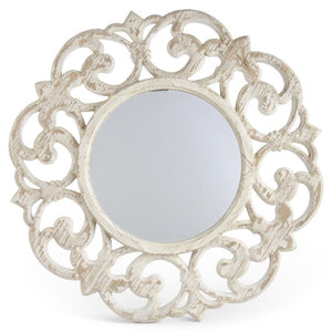 Whitewashed Wood Scroll Framed Wall Mirror - 30 Inch