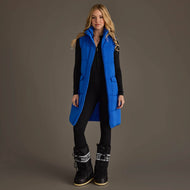 woman in long sleeeless Royal Blue Vest