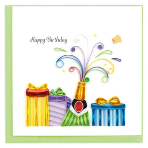 Birthday Champagne Quilled Card