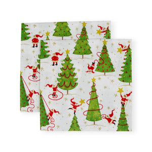 Caspari Twirling Santas Triple-Ply Paper Napkins