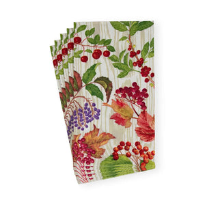 Caspari Berry Botanical Taupe Guest Towel Napkins - 15 Per Package