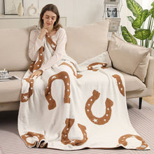 Load image into Gallery viewer, Reversible Horseshoe Patterned Throw Blanket
