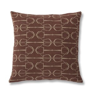 Square Rust Cotton Horseshoe Pillow - 20 Inch
