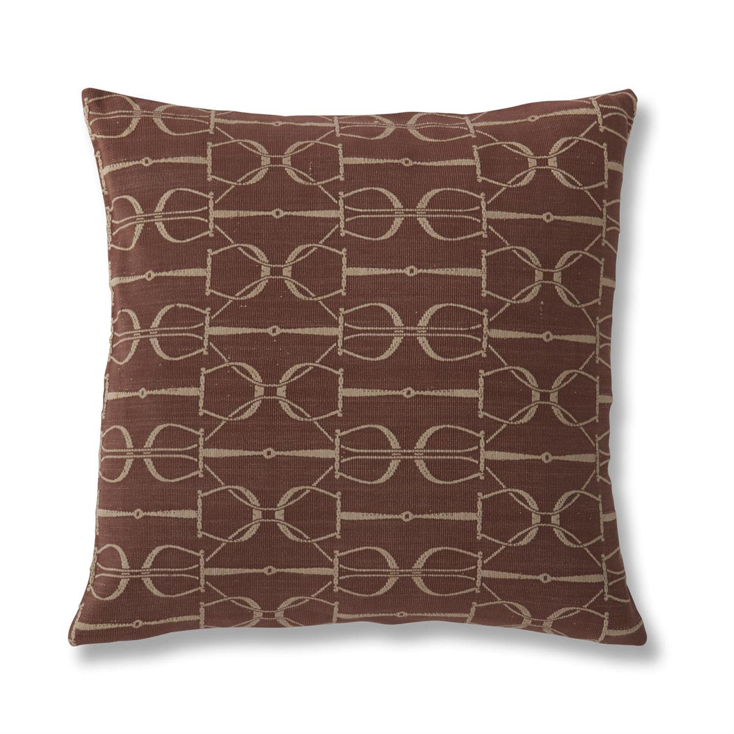 Square Rust Cotton Horseshoe Pillow - 20 Inch