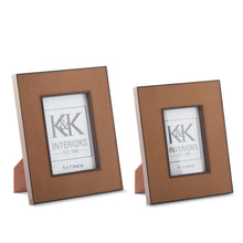 Load image into Gallery viewer, Light Brown Leather &amp; Wood Photo Frame
