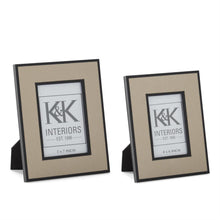 Load image into Gallery viewer, Beige Canvas w/Black Leather Trim Photo Frame
