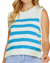 Load image into Gallery viewer, Sleeveless Stripe Sweater Tank Top w/ Gold Buttons
