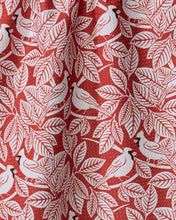Load image into Gallery viewer, close up of red and white leaf print with cardinals 
