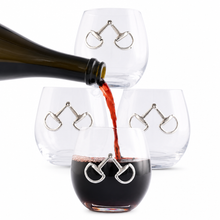 Load image into Gallery viewer, wine being poured into a Equestrian Bit Stemless Wine Glass
