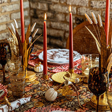 Load image into Gallery viewer, Juliska Forest Walk Pumpkin &amp; Vine Double Candlestick Holder set on a fall themed table

