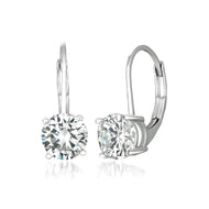 Crislu Brilliant Round Solitaire Leverback Earrings Finished in Pure Platinum - 2 cttw