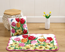 Load image into Gallery viewer, Springtime Tulips Hook Pillow with matching rug
