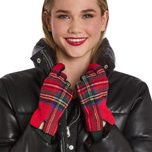 Load image into Gallery viewer, person in red Tartan Gloves
