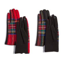 Load image into Gallery viewer, Tartan Gloves showing touchscreen flower at the finger tip
