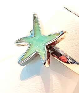 Dune Jewelry Delicate Starfish Sterling Ring - Amazonite Stone