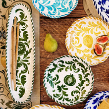 Load image into Gallery viewer, Arezzo Green Narrow Oval Platter on a table with other items
