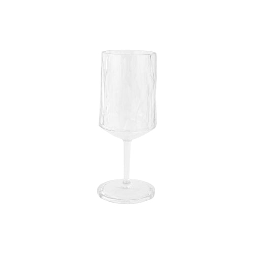 Tall stemmed glass with textured clear Polycarbonate