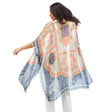 Load image into Gallery viewer, woman wearing Indian Summer Blue Print Long Kimono
