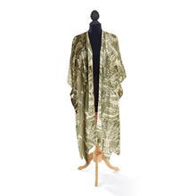 Load image into Gallery viewer, Vintage Damask Sage Long Kimono on a mannequin 
