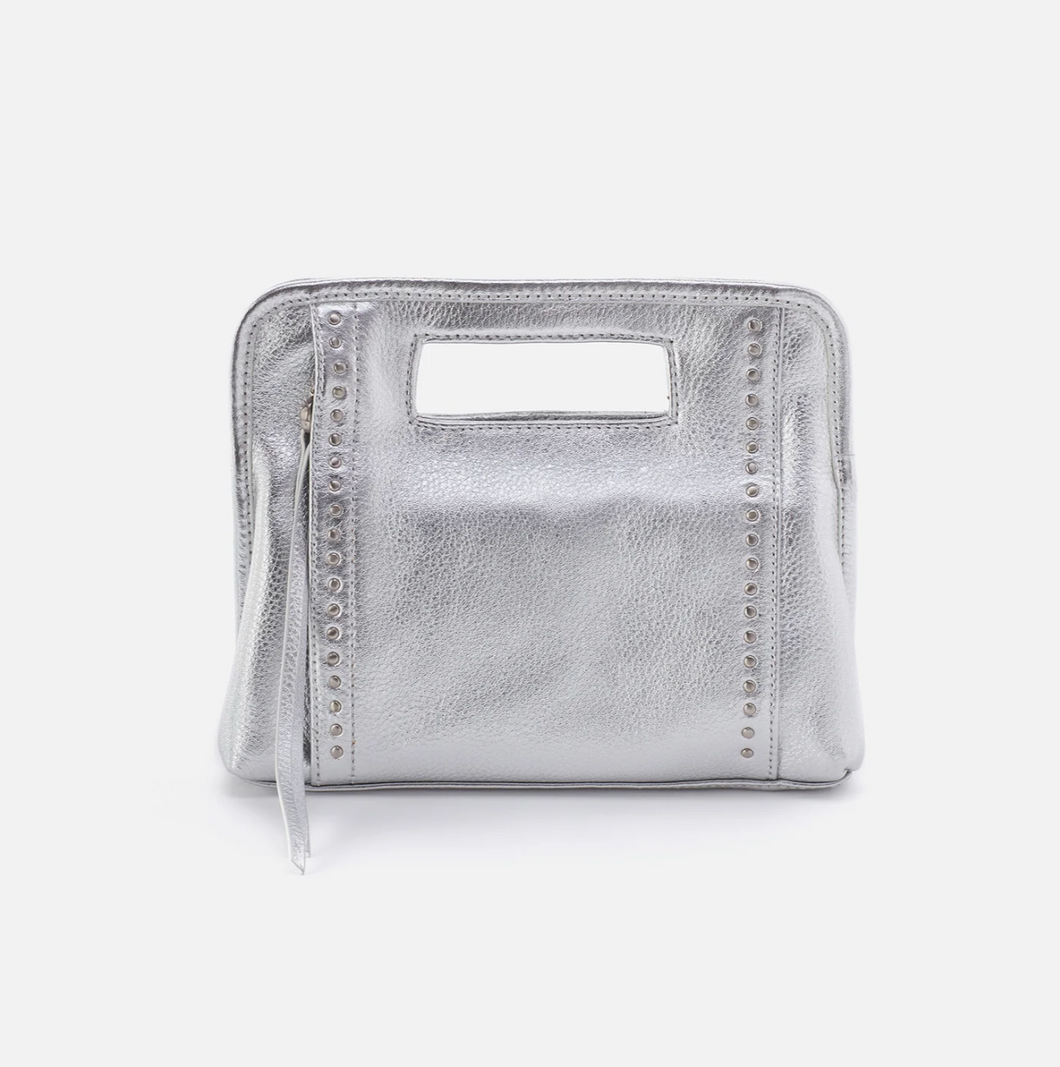 HOBO Ace Clutch in Pebbled Leather - Argento