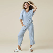 Load image into Gallery viewer, Dream Relaxed V-Neck with Capri Lounge Set - Indigo White
