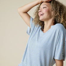 Load image into Gallery viewer, Dream Relaxed V-Neck with Capri Lounge Set - Indigo White
