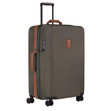 Load image into Gallery viewer, Longchamp Boxford Large Suitcase - Brown side view showing brown leather

